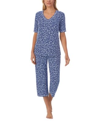 Cuddl Duds - Printed Elbow-Sleeve Top & Cropped Pants Pajama Set