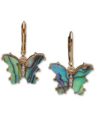 lonna & lilly - Gold-Tone Pav&eacute; & Stone Butterfly Drop Earrings
