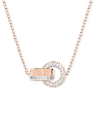 Swarovski - Rose Gold-Tone Crystal Linked Ring Long 29-1/2" Adjustable Pendant Necklace