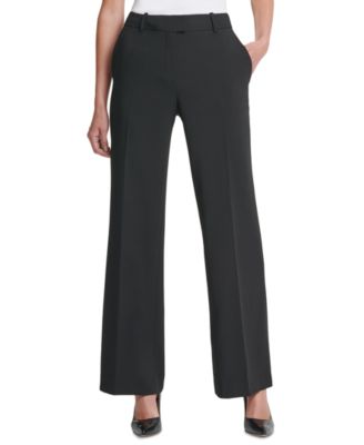 DKNY - Women's Solid High-Rise Wide-Leg Career Pants