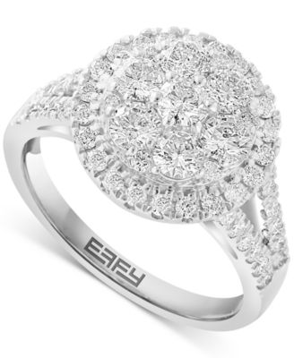 EFFY Collection - Diamond Halo Cluster Split Shank Ring (1-3/8 ct. t.w.) in 14k White Gold