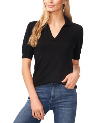 CeCe - Women's Short-Sleeve Polo Sweater