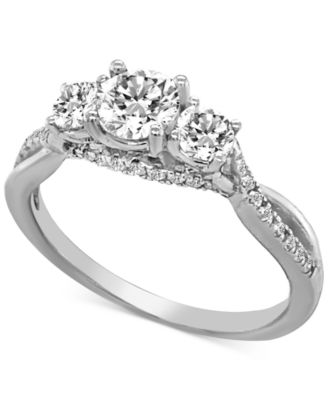 Macy's - Diamond Three Stone Twist Engagement Ring (1 ct. t.w.) in 14k White Gold