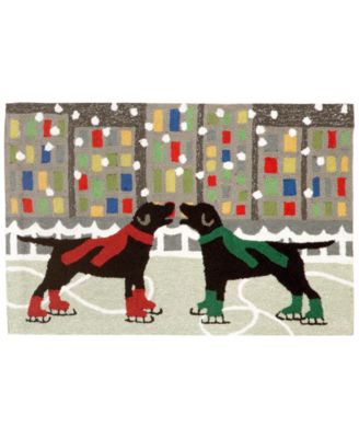 Liora Manne' - Front Porch Indoor/Outdoor Holiday Ice Dogs Multi 2'6" x 4' Area Rug