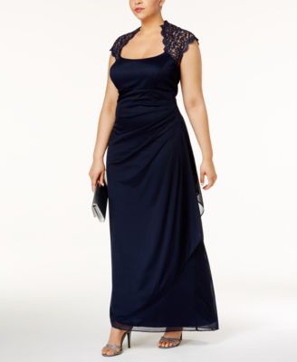 XSCAPE - Ruched Lace Gown