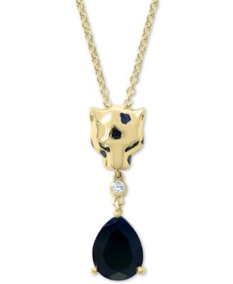 EFFY Collection - Multi-Gemstone & Diamond Accent Panther Head 18" Pendant Necklace in 14k Gold