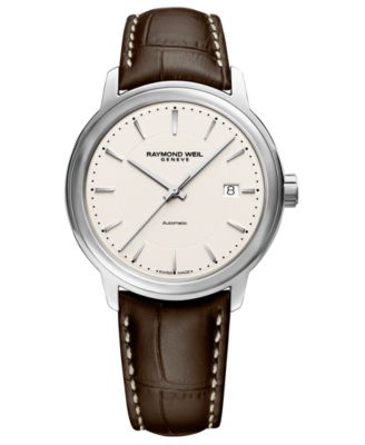 Raymond Weil - Men's Swiss Automatic Maestro Brown Leather Strap Watch 40mm