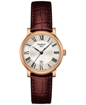 Tissot - Women's Swiss Carson Premium Brown Leather Strap Watch 30mm