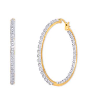 Macy's - Diamond Accent Large Thin Hoop Earrings in Gold-Plate