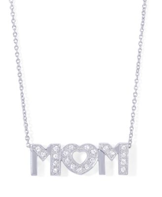 Macy's - Cubic Zirconia Mom Pendant 18" Necklace in Fine Silver Plate