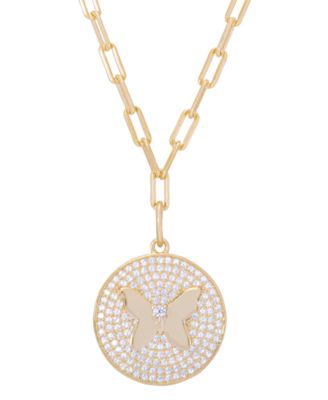 Macy's - Cubic Zirconia Butterfly Paperclip 18" Necklace in Fine Gold Plate