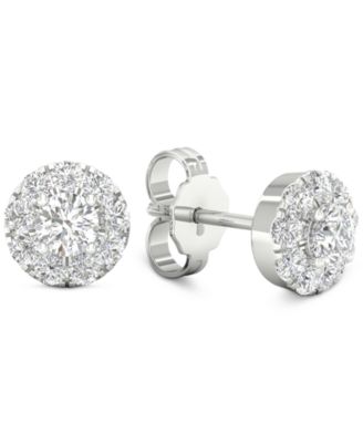 Forever Grown Diamonds - Lab-Created Diamond Halo Cluster Stud Earrings (1/2 ct. t.w.) in Sterling Silver