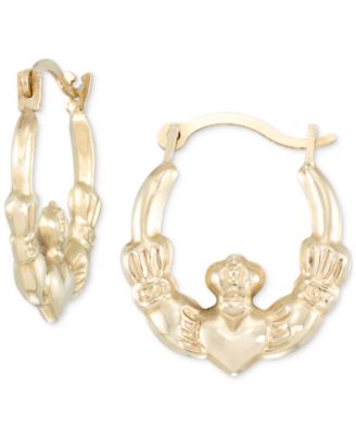 Macy's - Claddagh Round Hoop Earrings in 14k Gold, 3/8"