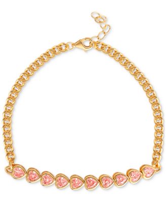 Giani Bernini - Cubic Zirconia Heart Liner Cluster Link Bracelet in 18k Gold-Plated Sterling Silver