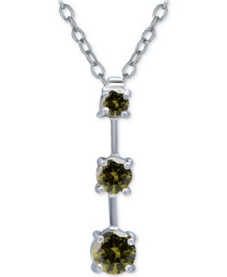 Giani Bernini - Cubic Zirconia Olivine Graduated Linear 18" Pendant Necklace in Sterling Silver