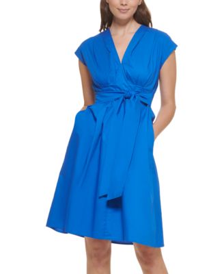 PUMA testing122 - Women's Cotton V-Neck A-Line Tie-Waist Dress