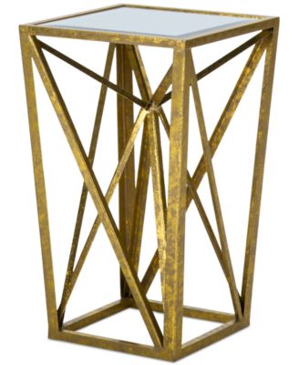Furniture - Burke Gold Angular Mirror Top Drum Table