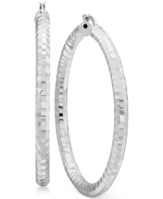 Macy's - Textured Hoop Earrings in Sterling Silver