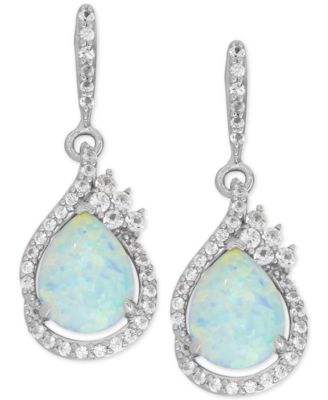 Macy's - Lab-Created Sapphire (4-5/8 ct. t.w.) and White Sapphire (1/2 ct. t.w.) Drop Earrings in Sterling Silver