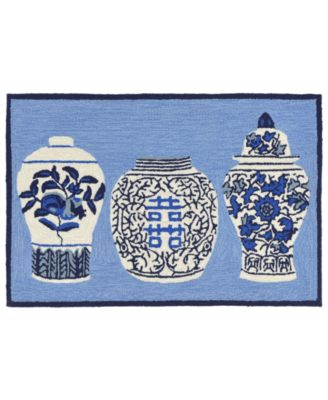 Liora Manne' - Front Porch Indoor/Outdoor Ginger Jars Blue 2'6" x 4' Area Rug