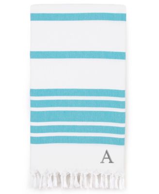 Linum Home - Personalized Herringbone Peshtemal Beach Towel - Turquoise