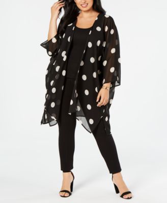 Anne Klein - Plus Size Big Dot Chiffon Jacket