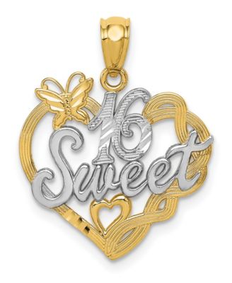 Macy's - Sweet 16 Pendant in 14k Yellow Gold and Rhodium