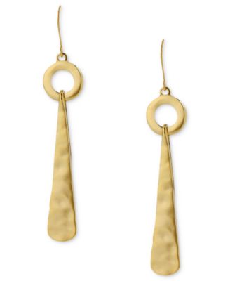 Robert Lee Morris Soho - Earrings, Gold-Tone Hammered Linear Drop Earrings