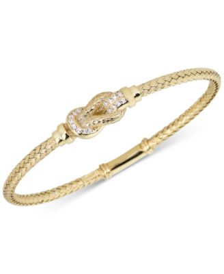 Macy's - Diamond Interlocking Braided Bangle Bracelet (1/5 ct. t.w.) in 14k Gold-Plated Sterling Silver Silver