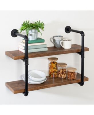 Honey Can Do - 2-Tier Black Industrial Wall Shelf