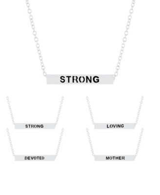 Macy's - Inspirational Mother, Devoted, Loving and Strong 4 Sided Bar Necklace