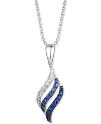 Le Vian - Denim Ombr&eacute; Sapphire (1/3 ct. t.w.) & White Sapphire (1/6 ct. t.w.) Swirl 18" Pendant Necklace in 14k White Gold