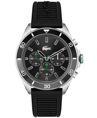 Lacoste - Men's Chronograph Tiebreaker Black Silicone Strap Watch 44mm