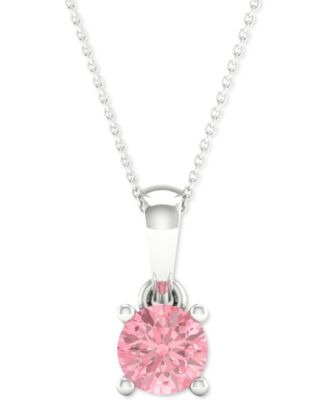 Forever Grown Diamonds - Lab-Created Pink Diamond Solitaire 18" Pendant Necklace (1/5 ct. t.w.) in Sterling Silver
