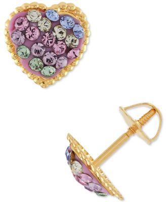 Macy's - Children's Crystal Heart Stud Earrings in 14k Gold