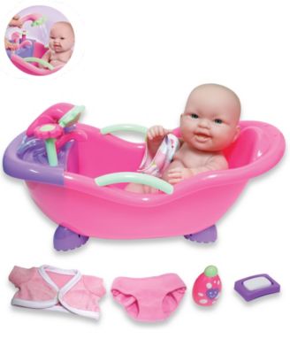 JC TOYS - JC Toys, Bath Time Gift set with 14 inch Washable Baby doll and accessories featuring real working shower and faucet - For Children 2 Years and older, Designed by Berenguer.