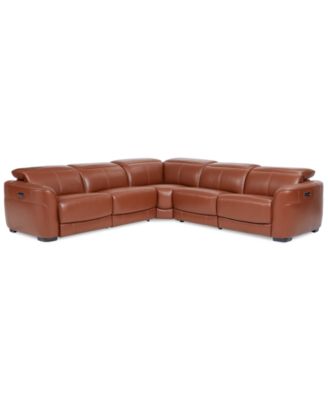 Macy's - Lexanna 5-Pc. Leather Sectional with 2 Power Motion Recliners