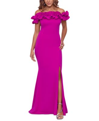 XSCAPE - Ruffled Off-The-Shoulder Gown