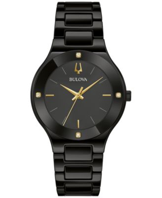Bulova - Women's Millennia Diamond Accent Black Ceramic Bracelet Watch 35mm