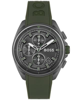 BOSS - Men's Chronograph Green Silicone Strap Watch 44mm