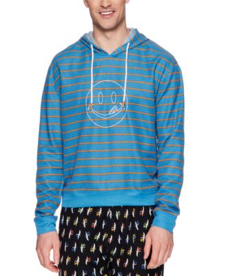 Joe Boxer - Men's Waffle-Knit Fun Stripe Licky-Print Hooded Pajama T-Shirt