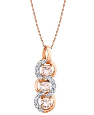 Macy's - Morganite (3/4 ct. t.w.) & Diamond (1/5 ct. t.w.) Triple Loop 18" Pendant Necklace in 14k Rose Gold