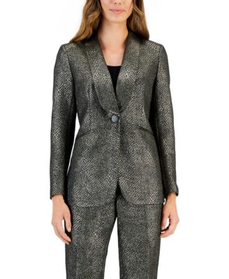 Kasper - Women's Metallic Jacquard Shawl-Collar Jacket