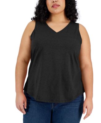 Style & Co - Plus Size Solid Sleeveless V-Neck Top