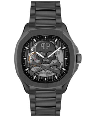 Philipp Plein - Men's Automatic Skeleton Spectre Black Ion-Plated Bracelet Watch 42mm