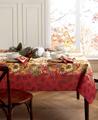 Elrene - Swaying Leaves Double Border 60" x 102" Tablecloth