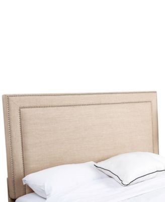 Abbyson Living - Haber Full/Queen Nailhead Trim Linen Headboard, Direct Ship