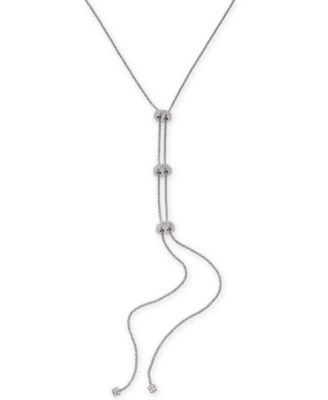 INC International Concepts - Silver-Tone Pav&eacute; Rondelle Bead Lariat Necklace, 19" + 3" extender