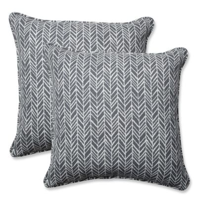 Pillow Perfect - Herringbone Slate 18.5-inch Throw Pillow (Set of 2)