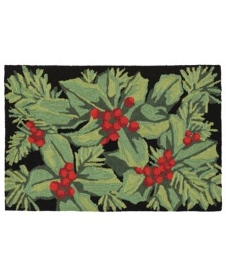 Liora Manne' - Front Porch Indoor/Outdoor Hollyberries Black 2' x 3' Area Rug
